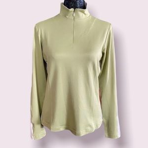 Adidas ClimaWarm Zip Mock Shirt in Cactus & White